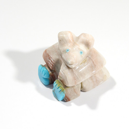 Elouise Lee Blue Footed Sitting Bear | Alabaster