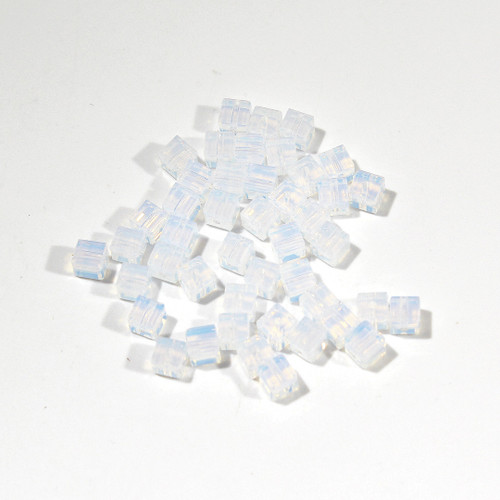4mm White Opal Swarovski Cube Bead sold individually