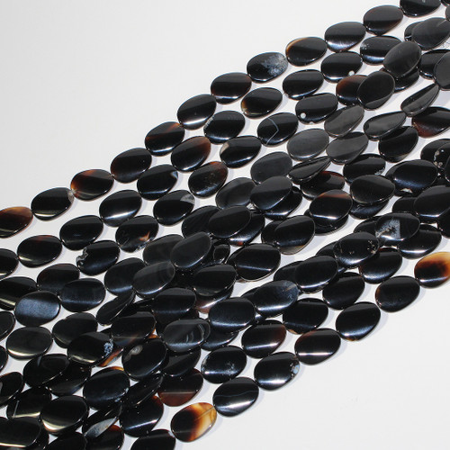 25x18mm Black Agate Oval Twist | $18 Wholesale