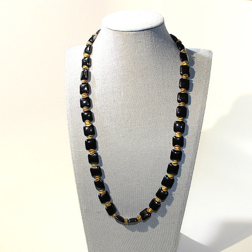 Black Onyx and Vermeil Necklace | 22 inches long