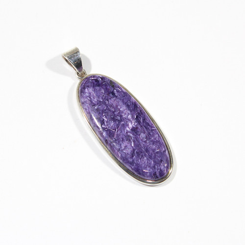 Charoite Oval Pendant 58x20mm | Sterling Wrapped