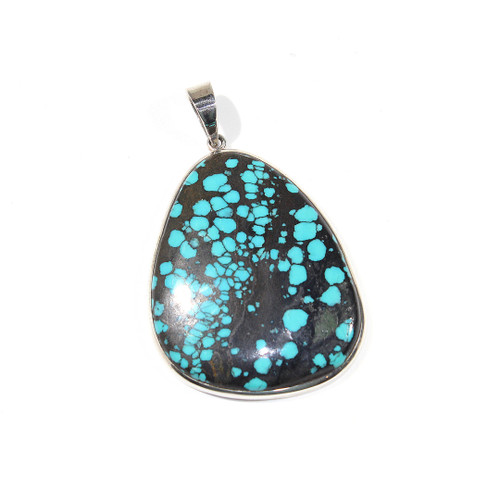 Chinese Spiderweb Turquoise Pendant 66x46mm