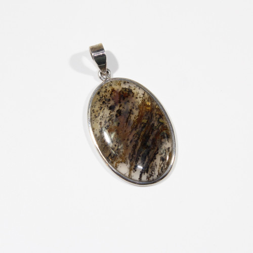 Montana Moss Agate and Sterling Silver Pendant 50x26mm