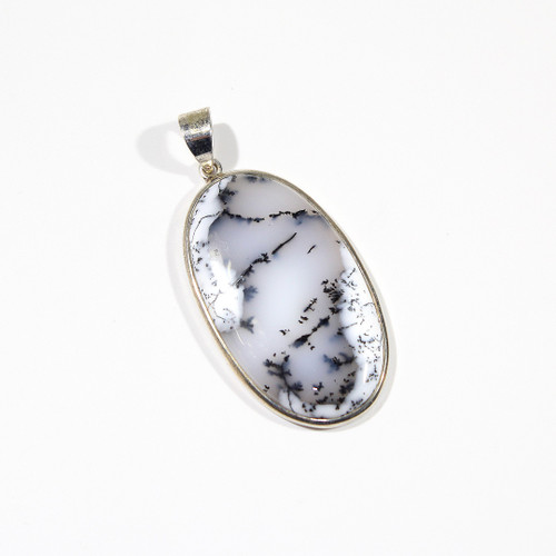 Plume Agate Pendant 61x29mm | Sterling Silver