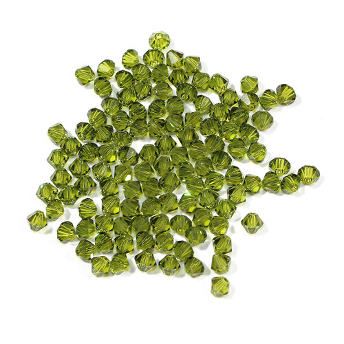 4mm Olivine Swarovski Bicone sold in 10 count bag