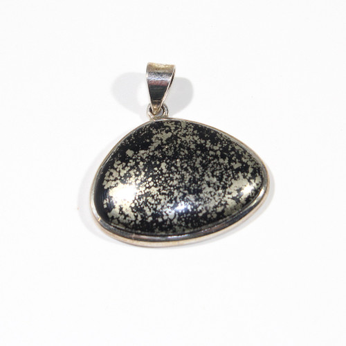 Healers Gold Pyrite and Sterling Silver Pendant 40x33mm 