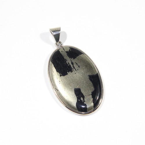 Pyrite and Sterling Silver Pendant 58x29mm | Healers Gold Pyrite