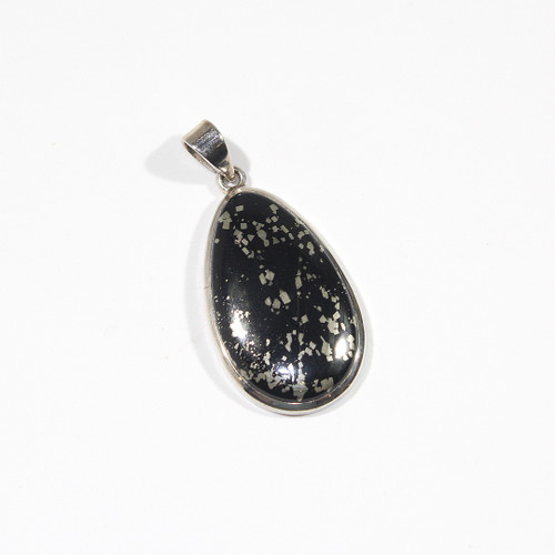 Healers Gold Pyrite and Sterling Silver Pendant 47x21mm 