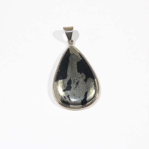 Healers Gold Pyrite and Sterling Silver Pendant 54x29mm 