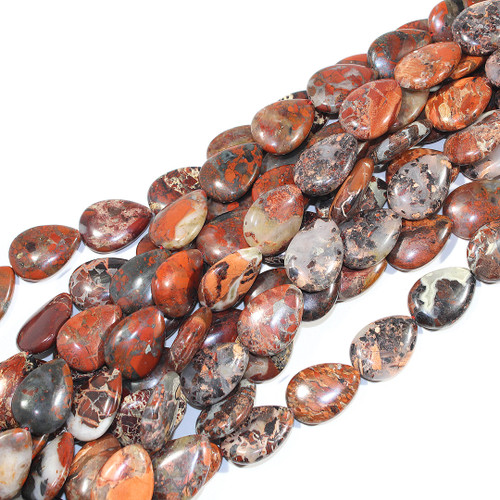 Red Brecciated Jasper Tear Drop Beads 18x25mm