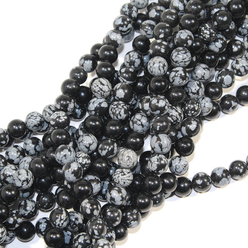 8mm Snowflake Obsidian Rounds 
