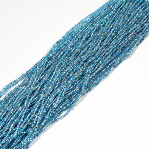 12/0 Light Aqua Transparent Silver Lined 3 Cut Seed Bead | 1 Hank