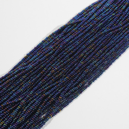 11/0 Metallic Peacock Blue Czech Seed Bead | Hank