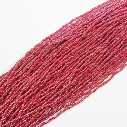 11/0 Opaque Medium/Dark Red Luster Czech Seed Bead sold by the hank