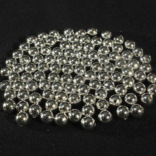 8mm Silver Plate Round Beads | 25ct Bag