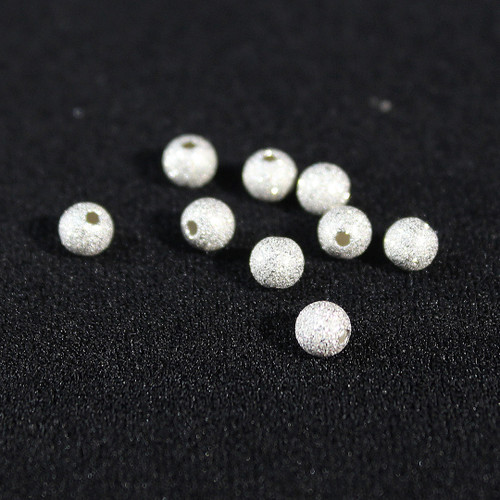 4mm Sterling Silver Starburst Round Beads | 10ct Bag