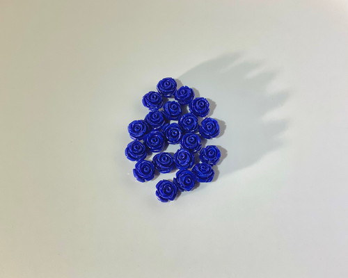 14mm Blue Resin Rose Beads | 10ct Bag