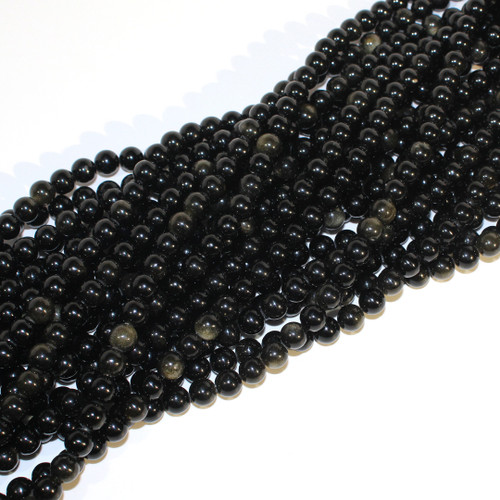 8mm Gold Sheen Obsidian Round Beads | $6.45 Wholesale 