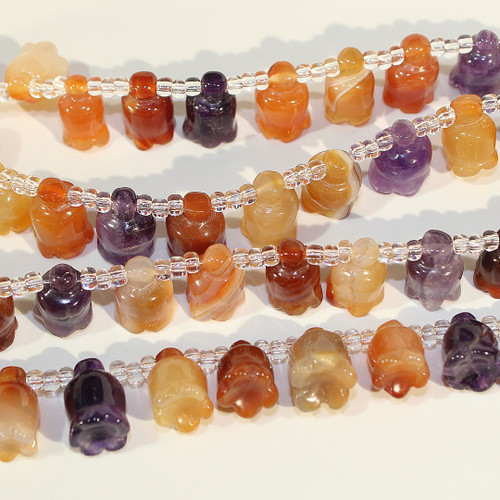 Amethyst & Carnelian Bellflower | 15 Beads per 15" strand