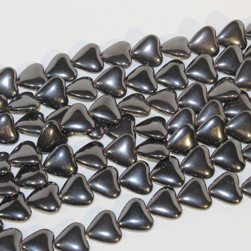 Hematite Puff Heart/14mm/Top Drilled