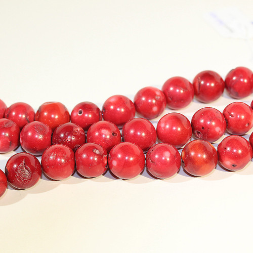 20mm Red Coral Round Beads Half Strand
