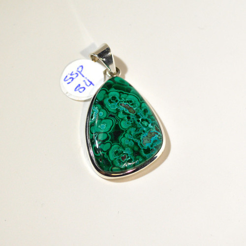 Malachite Sterling Wrapped Pendant | 36x22mm