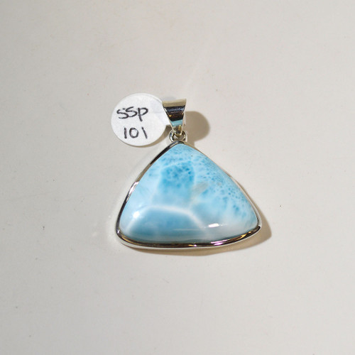Larimar Sterling Silver Pendant 29x32mm | Sterling Wrapped