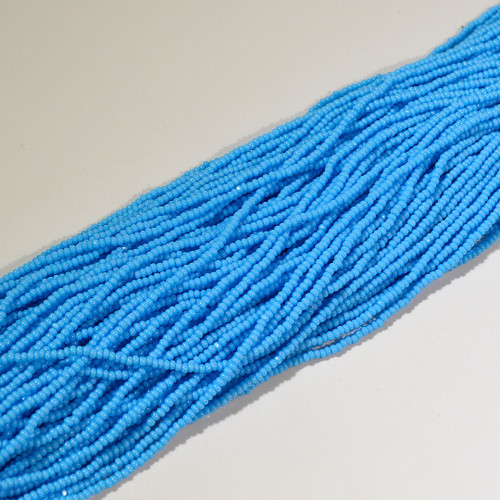11/0 Turquoise Opaque Charlotte Cut Czech Seed Bead sold by the hank
