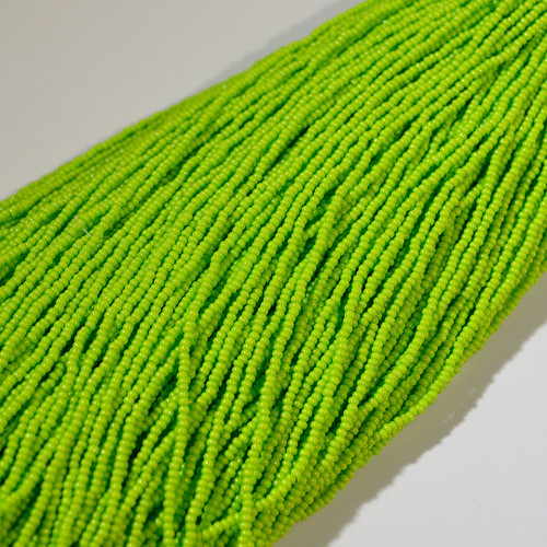 11/0 Terra Intensive Light Green Czech Seed Beads | 1 Hank