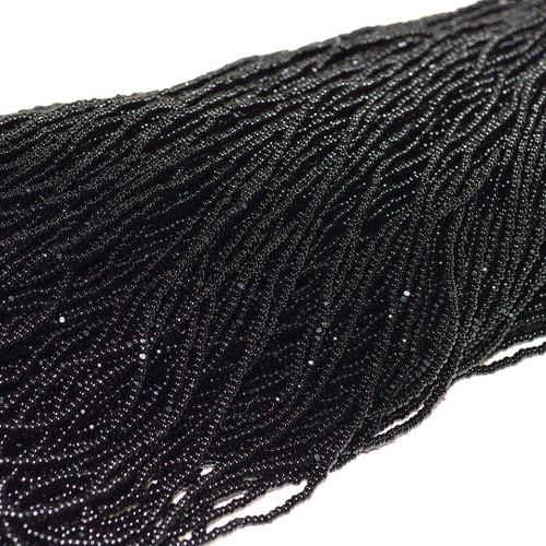 size 15/0 Opaque Black Charlotte Cut Seed Bead sold by the hank