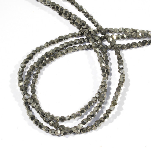6mm Pyrite Faceted Nuggets