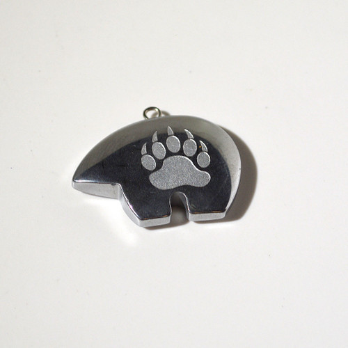 Hematite Bear Pendant Silver Color