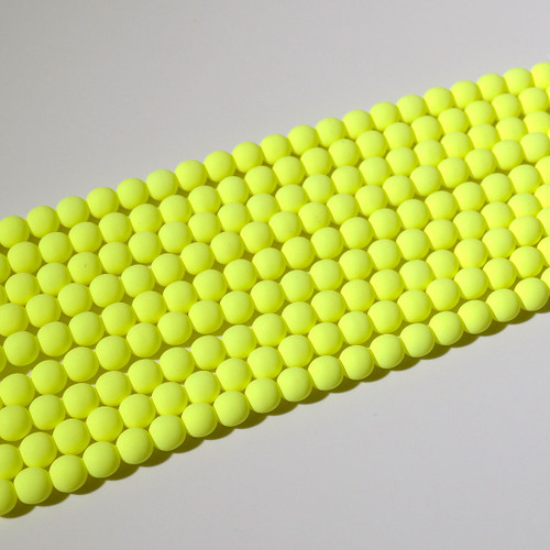8mm Velvet Soft Yellow Czech Glass Beads Strand