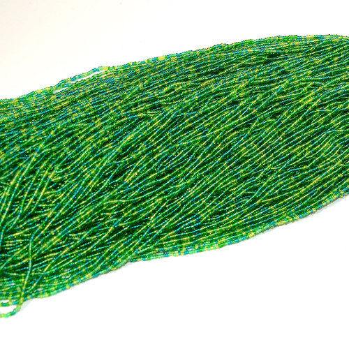 11/0 Transparent Green Mix Czech Seed Bead | 1 Hank