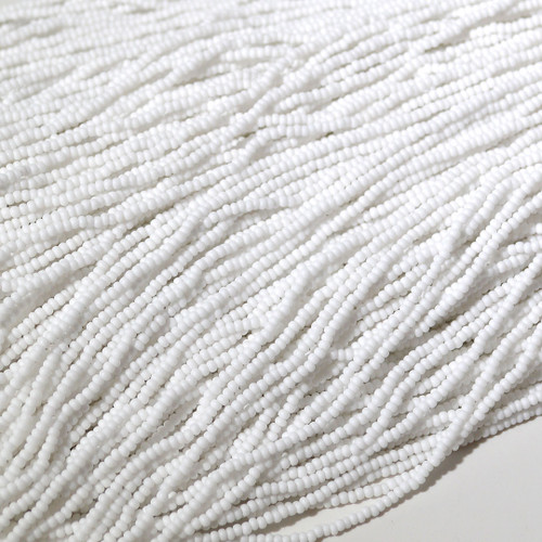 11/0 Chalk White Matte Opaque Cut Seed Bead sold by the hank.