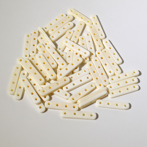 4 Hole White Bone Bead Spacer, 50ct bag 