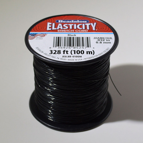 .8mm Black Stretch Cord | 328ft Spool | Beadalon Elasticity