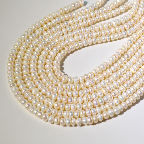 8-9mm White Button Pearl Bead Strand | 16" Strand