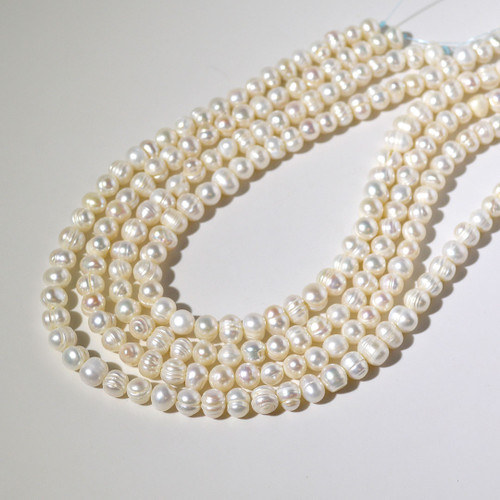 8-9mm White Potato Pearl Bead Strand | 16" Strand