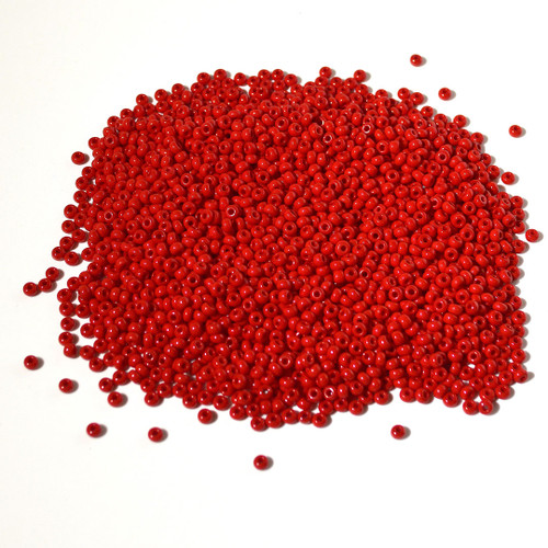 8/0 Medium Red Opaque Czech Seed Bead