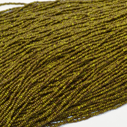 11/0 Opaque Travertine on Green Czech Seed Bead