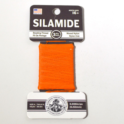 Orange Silamide Thread | Size A | 40 Yards 
