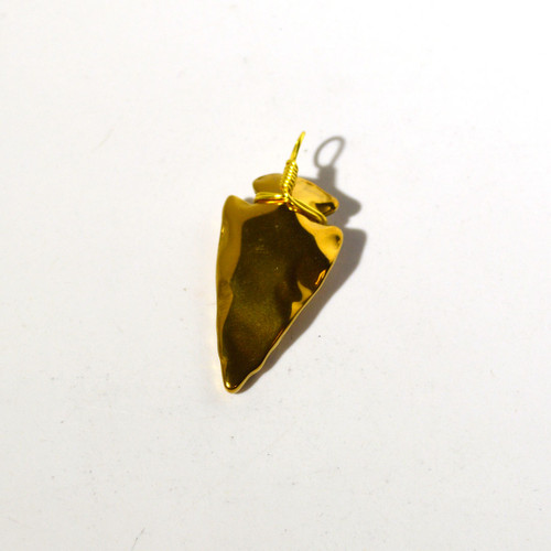 Hematite Arrowhead Pendant Gold 17x32mm