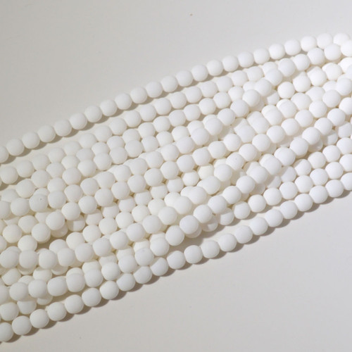 6mm Velvet White Czech Glass Beads Strand 