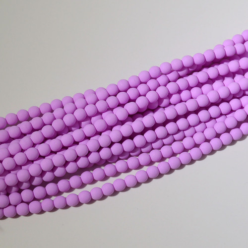 6mm Velvet Soft Magenta Czech Glass Beads Strand 