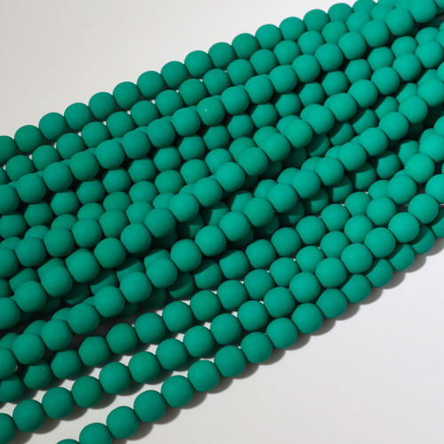 8mm Velvet Petrol Czech Glass Bead | 8" Strand