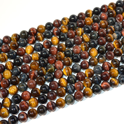 Tiger Eye Red, Gold, Blue Mix | 10mm