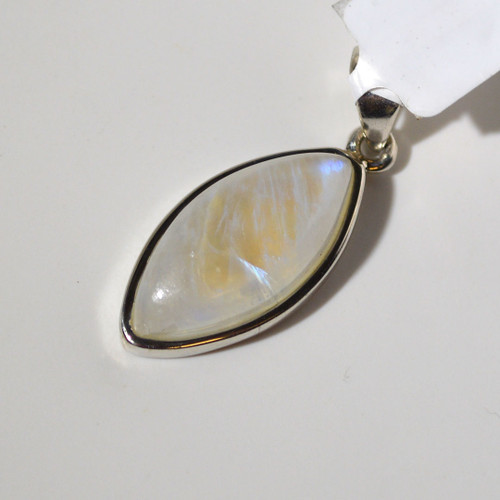 Rainbow Moonstone and sterling silver pendant 23x13mm