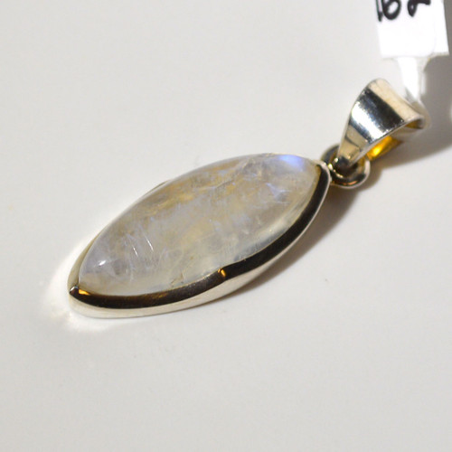 Rainbow Moonstone and sterling silver pendant 22x11mm