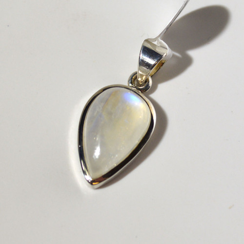 Rainbow Moonstone and sterling silver pendant 19x13mm